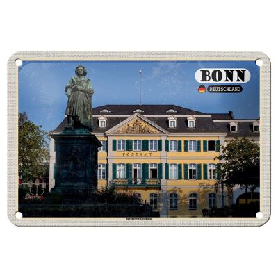 Cartel de chapa con diseño de ciudades, Bonn, Beethoven, monumento, arquitectura, 18x12cm