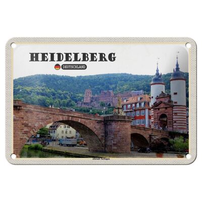 Targa in metallo Città Heidelberg Città Vecchia Decorazione ad arco 18x12 cm