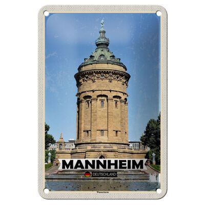 Targa in metallo città Mannheim torre dell'acqua centro storico 12x18 cm decorazione