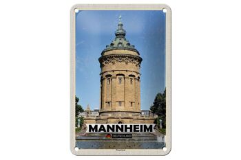 Panneau en étain villes Mannheim, château d'eau, vieille ville, décoration 12x18cm 1
