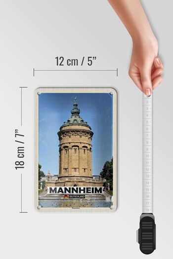 Panneau en étain villes Mannheim, château d'eau, vieille ville, décoration 12x18cm 5