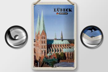 Panneau en étain pour villes, Lübeck, allemagne, église Sainte-Marie, 12x18cm 2