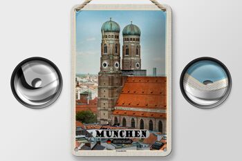 Panneau en étain pour villes, Munich, vieille ville, décoration de l'église Frauenkirche, 12x18cm 2