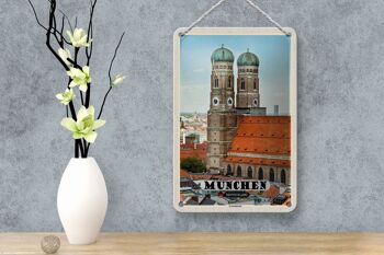 Panneau en étain pour villes, Munich, vieille ville, décoration de l'église Frauenkirche, 12x18cm 4