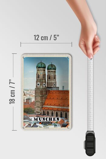 Panneau en étain pour villes, Munich, vieille ville, décoration de l'église Frauenkirche, 12x18cm 5