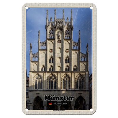 Cartel de chapa con decoración del Ayuntamiento histórico de Münster, cartel de 12x18cm