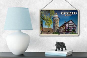 Panneau en étain pour villes, Architecture de Nuremberg, Kaiserburg, 18x12cm 4