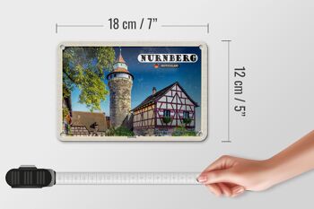 Panneau en étain pour villes, Architecture de Nuremberg, Kaiserburg, 18x12cm 5