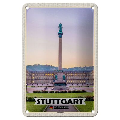 Panneau en étain pour villes de Stuttgart, allemagne, Schlossplatz, 12x18cm