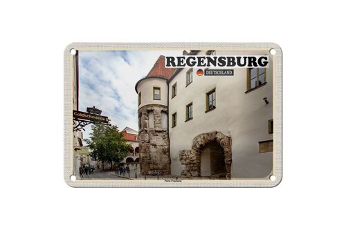 Blechschild Städte Regensburg Porta Praetoria Schloss 18x12cm Schild