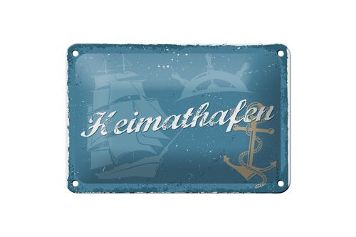 Blechschild Spruch 18x12cm Heimathafen Anker Dekoration