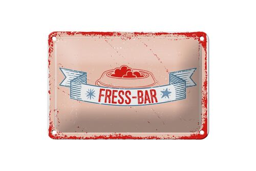 Blechschild Spruch 18x12cm Fress-Bar Dekoration