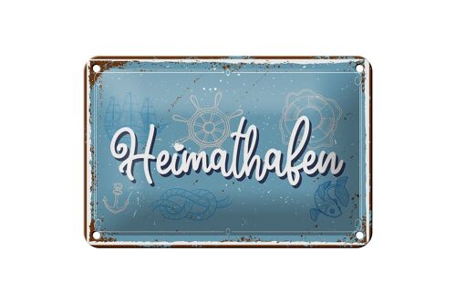 Blechschild Spruch 18x12cm Heimathafen Steuerrad Dekoration