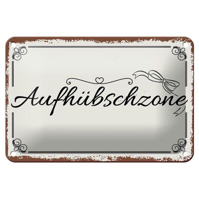 Cartel de chapa con texto "Decoración Aufhübschzone" 18x12cm