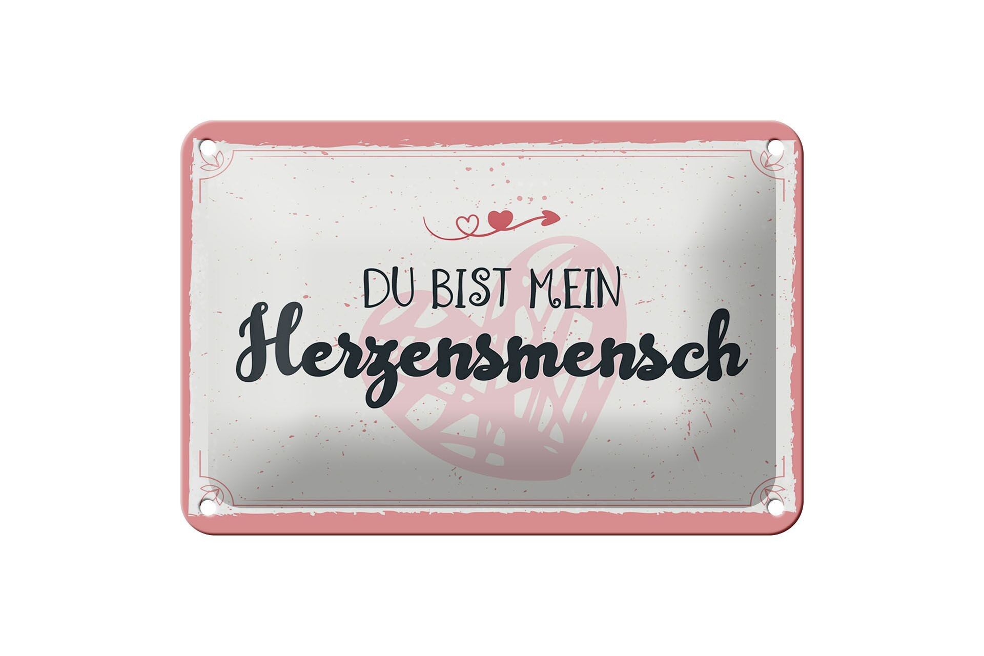 Targa in metallo con scritta "Tu sei la mia persona del cuore" decorazione 18x12 cm