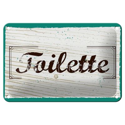 Plaque en tôle disant 18x12cm toilettes bleu marron décoration