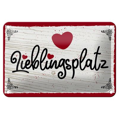 Blechschild Spruch 18x12cm Lieblingsplatz Herz rot Dekoration