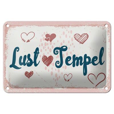 Targa in metallo con scritta 18x12 cm Lust Temple rosa decorazione felice