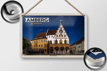 Panneau en étain indiquant la décoration de la mairie historique d'Amberg, 18x12cm 2