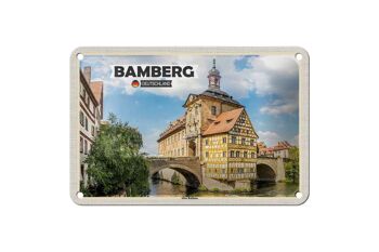 Panneau en étain pour villes, Bamberg, ancien hôtel de ville, décoration de rivière, 18x12cm 1