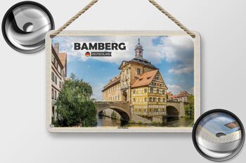 Panneau en étain pour villes, Bamberg, ancien hôtel de ville, décoration de rivière, 18x12cm 2