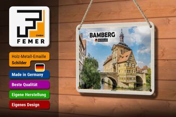 Panneau en étain pour villes, Bamberg, ancien hôtel de ville, décoration de rivière, 18x12cm 3