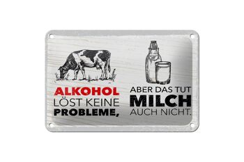 Plaque en étain disant 18x12cm L'alcool ne résout aucun problème de décoration 1