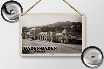 Panneau en étain pour décoration de la vieille gare de Baden-Baden, 18x12cm 2