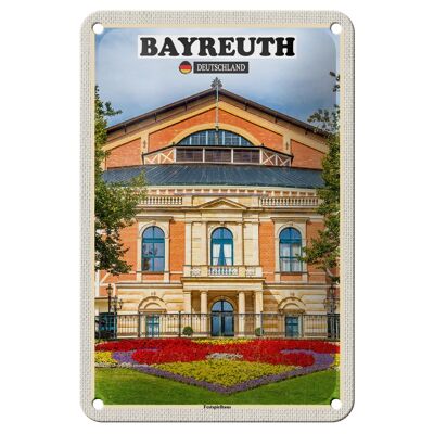 Cartel de chapa con ciudades Amberg Bayreuth, casa solariega, 12x18cm