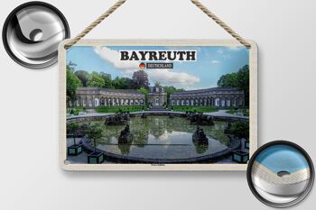 Panneau en étain pour villes, Bayreuth, nouveau château, fontaine, 18x12cm 2