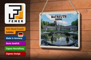 Panneau en étain pour villes, Bayreuth, nouveau château, fontaine, 18x12cm 3
