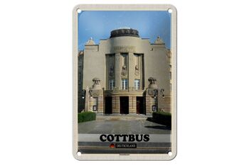Panneau en étain pour villes, Cottbus, Architecture du théâtre d'état, 12x18cm 1