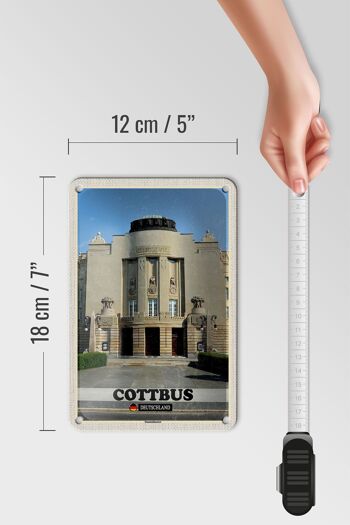 Panneau en étain pour villes, Cottbus, Architecture du théâtre d'état, 12x18cm 5