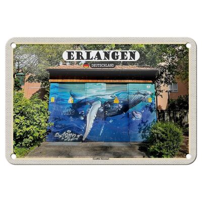 Targa in metallo Cities Erlagen Graffiti Street Art Decorazione 18x12 cm