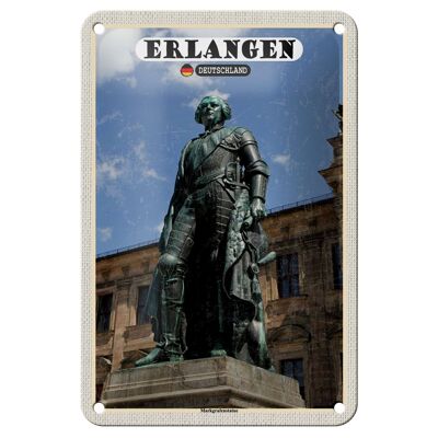 Blechschild Städte Erlangen Markgrafenstatue Deko 12x18cm Schild