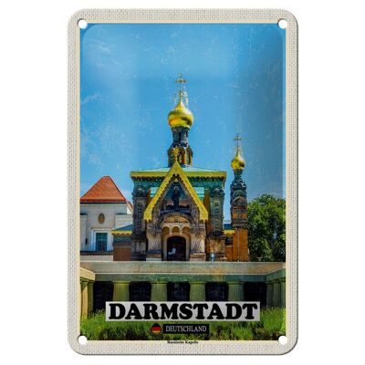 Targa in metallo Città Darmstadt Decorazione cappella russa 12x18 cm