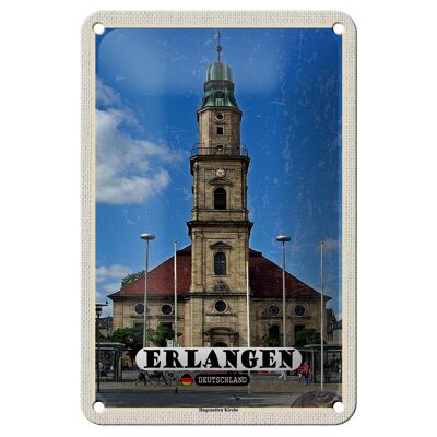 Tin sign cities Erlangen Huguenot church decoration 12x18cm sign