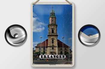 Panneau en étain pour décoration d'église huguenote, villes Erlangen, 12x18cm 2