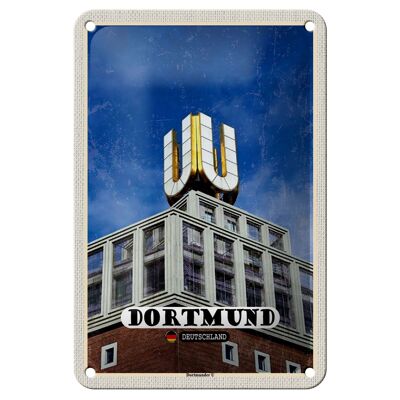 Letrero de chapa con diseño de ciudades Dortmund Dortmunder U, decoración de 12x18cm