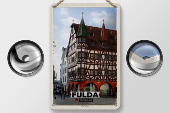 Panneau en étain pour villes, Fulda, ancien hôtel de ville, Architecture, 12x18cm 2