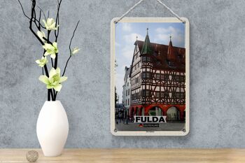 Panneau en étain pour villes, Fulda, ancien hôtel de ville, Architecture, 12x18cm 4