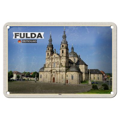 Cartel de chapa con arquitectura medieval de la catedral de Fulda, cartel de 18x12cm
