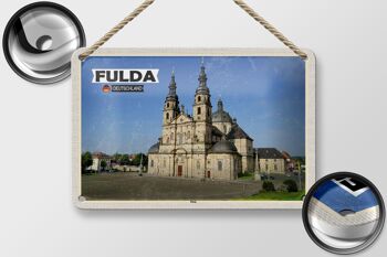 Panneau en étain pour villes, cathédrale de Fulda, Architecture médiévale, 18x12cm 2