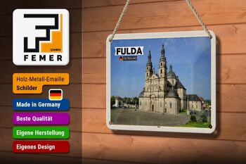 Panneau en étain pour villes, cathédrale de Fulda, Architecture médiévale, 18x12cm 3