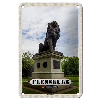 Cartel de chapa ciudades Flensburg Idstedt escultura de león cartel de 12x18cm