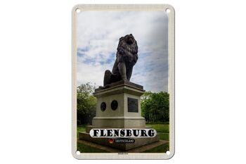 Signe en étain villes Flensburg Idstedt, sculpture de lion, signe 12x18cm 1