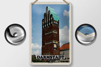 Panneau en étain pour villes, Darmstadt, tour de mariage, architecture, 12x18cm 2