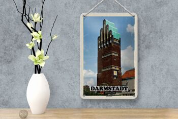 Panneau en étain pour villes, Darmstadt, tour de mariage, architecture, 12x18cm 4