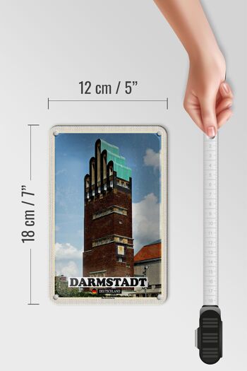 Panneau en étain pour villes, Darmstadt, tour de mariage, architecture, 12x18cm 5
