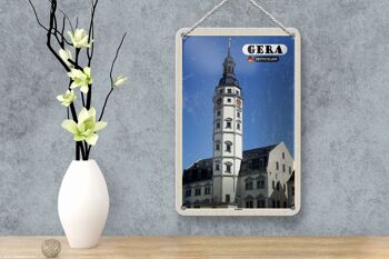 Panneau en étain pour villes, hôtel de ville de Gera, Architecture de la vieille ville, 12x18cm 4